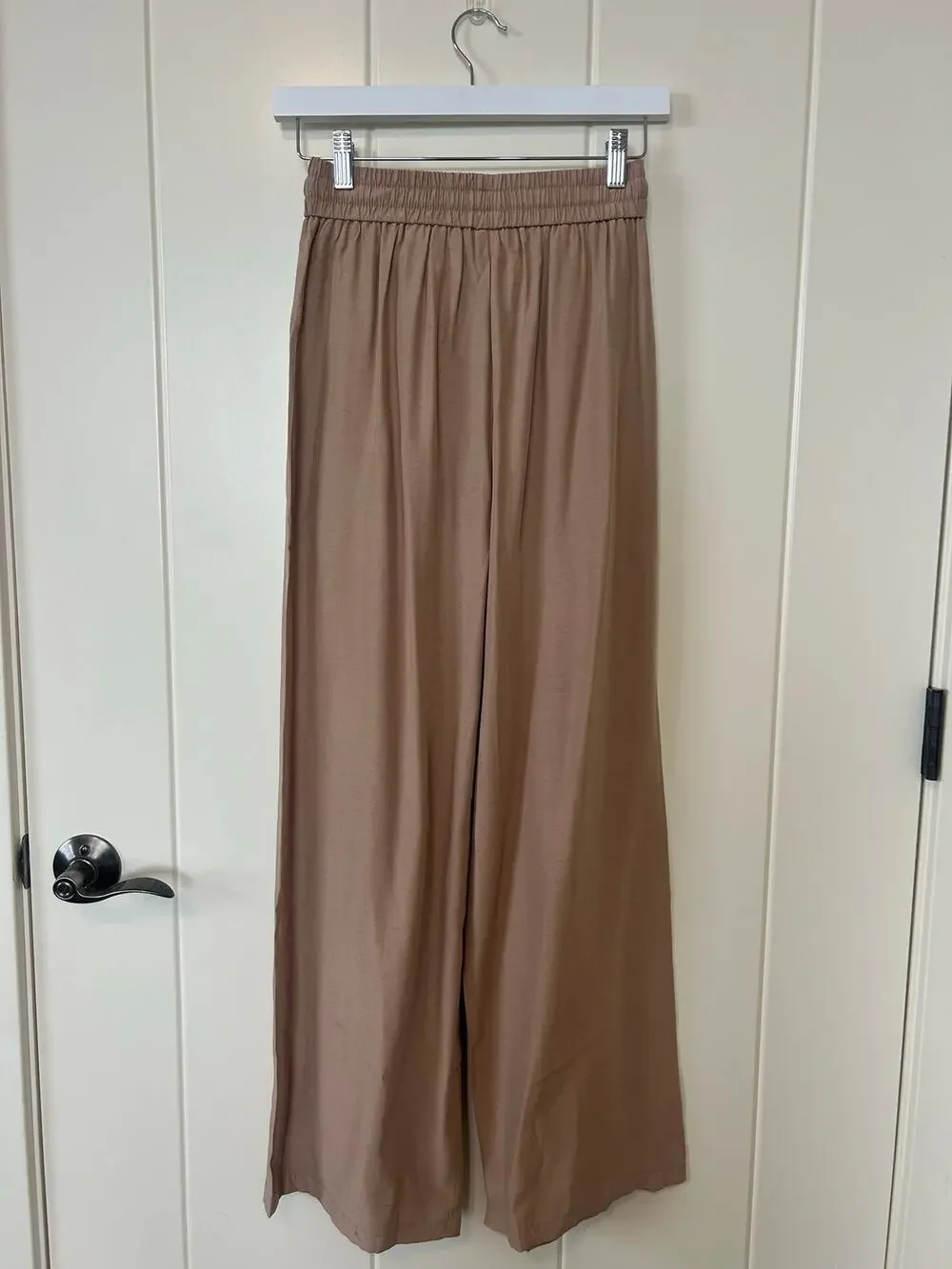 Halara Tan High Waisted Drawstring Wide Leg Baggy Linen Feel Pants Size XS
